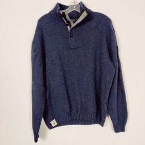 McNeal Men's 100% Lambswool Sweater in Blue Nautical Academia Business Casual